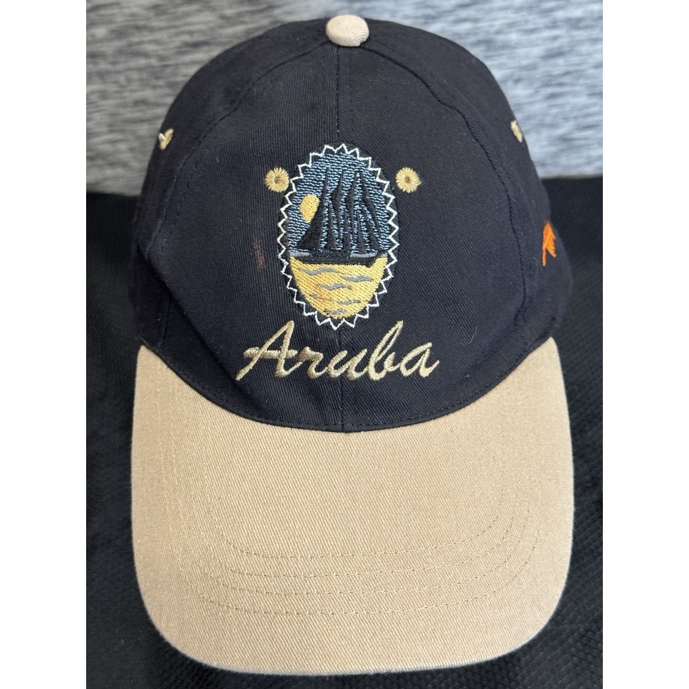 VINTAGE ARUBA Sail Boat  One Happy Island  ADJUSTABLE‎  HAT CAP USED FISH BONES